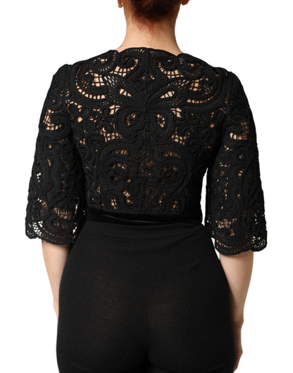 Dolce & Gabbana Black Floral Lace Cropped Coat  Jacket