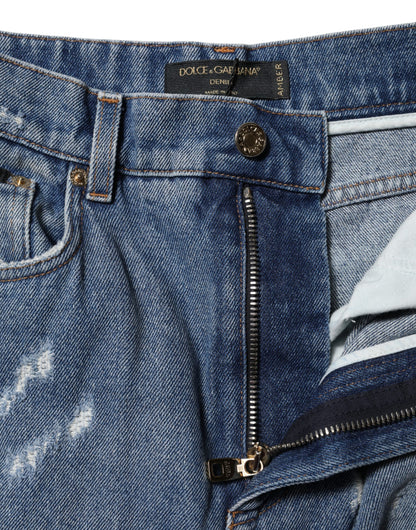 Dolce & Gabbana Blue Distressed Cotton AMBER Denim Jeans