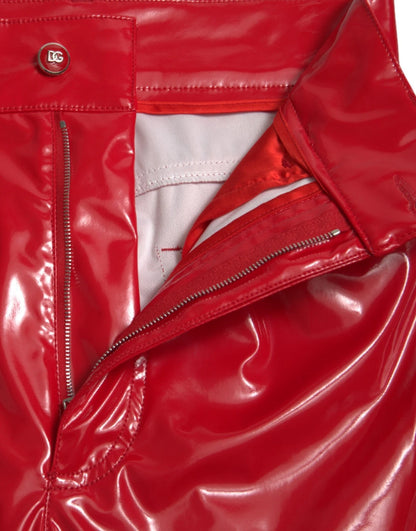 Dolce & Gabbana Shiny Red High Waist Skinny Trouser Pants