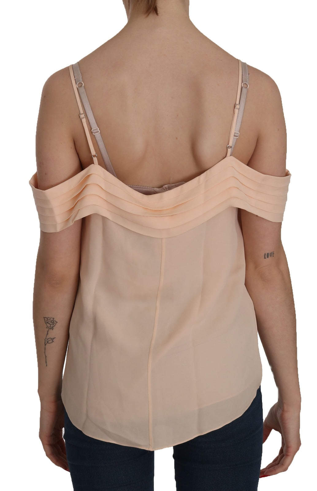 Alexander Wang Orange Off Shoulder Strap Square Neck Top Blouse