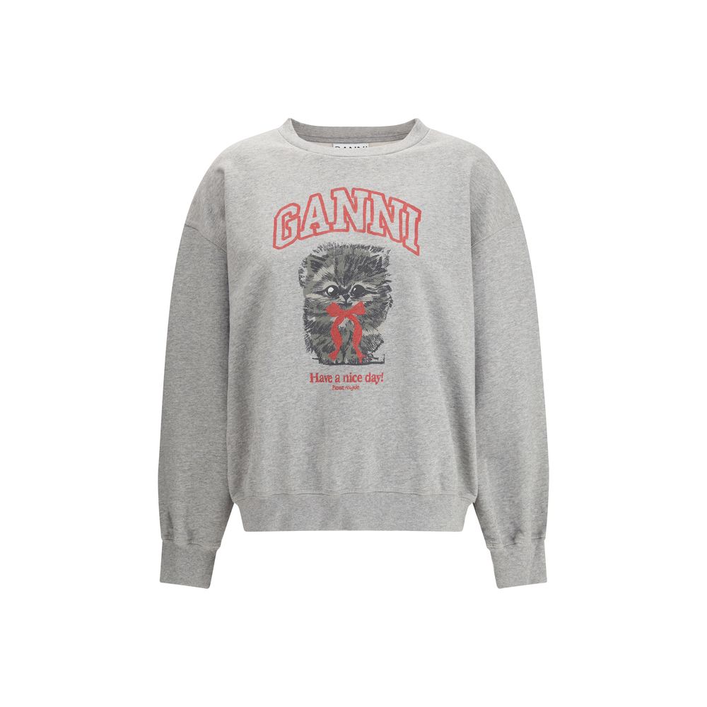 Ganni Gray Cotton Sweatshirt