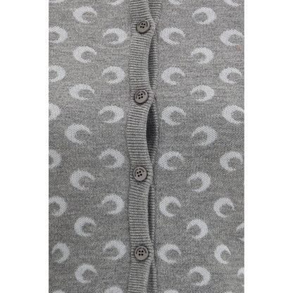 Marine Serre Gray Fleece Wool Cardigan