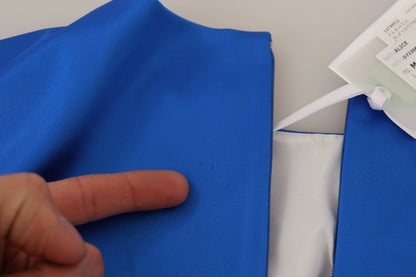 Parosh Acetate Royal Blue Roundneck Sleeveless Sheath Midi Dress