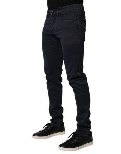 Siviglia Black Mid Waist Cotton Skinny Denim Men Trouser Jeans