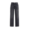 7FOR Black Cotton Straight-Leg Jeans