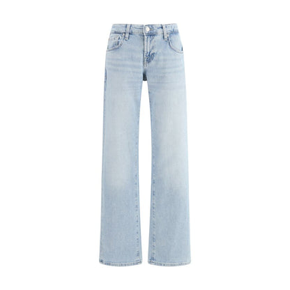 7FOR Light Blue Cotton Straight-Leg Jeans