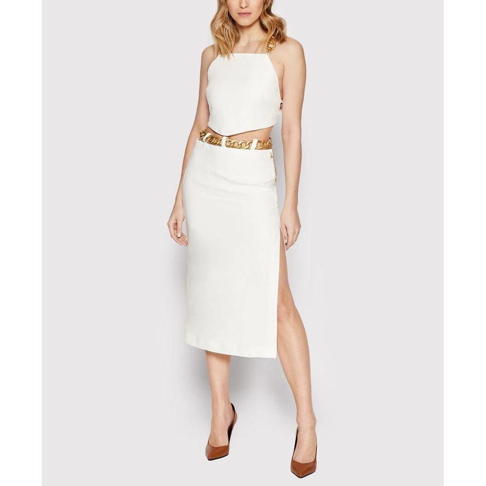 Patrizia Pepe White Viscose Midi Skirt