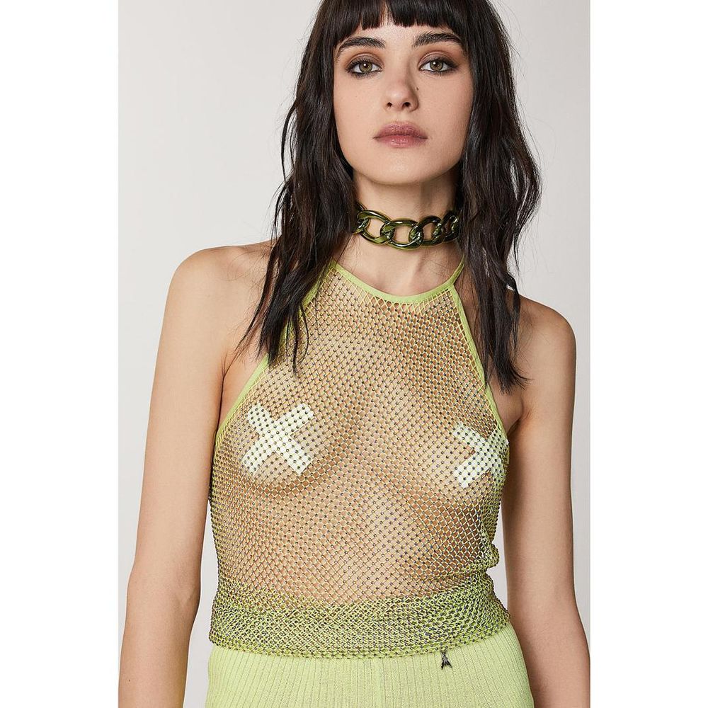 Patrizia Pepe Yellow Polyester Tank Tops